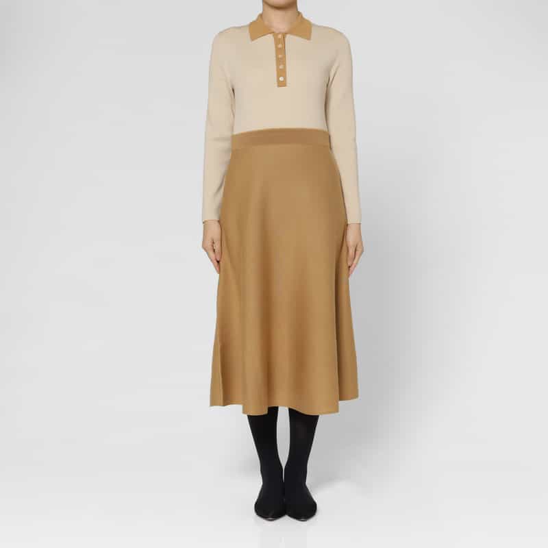 BARNEYS NEW YORK 襟付きニットドレス CAMEL