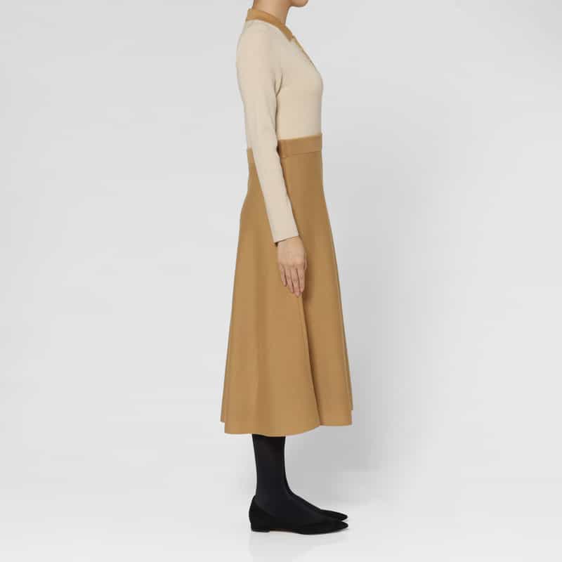 BARNEYS NEW YORK 襟付きニットドレス CAMEL