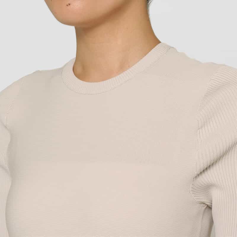 BARNEYS NEW YORK ウォッシャブル フレアスリーブ ランダムラインニットドレス BEIGE
