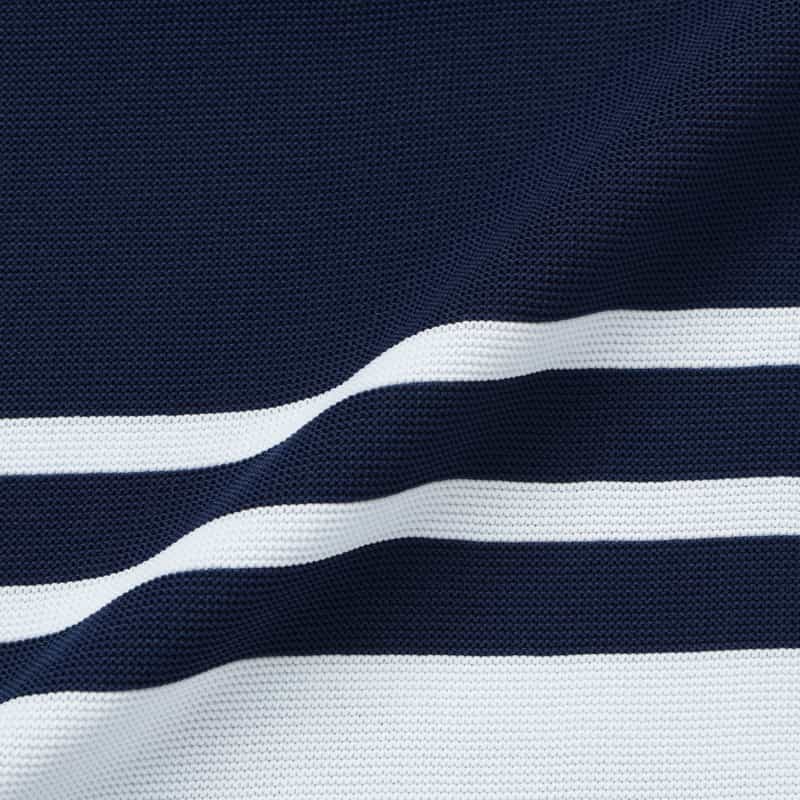 BARNEYS NEW YORK ウォッシャブル フレアスリーブ ランダムラインニットドレス NAVY