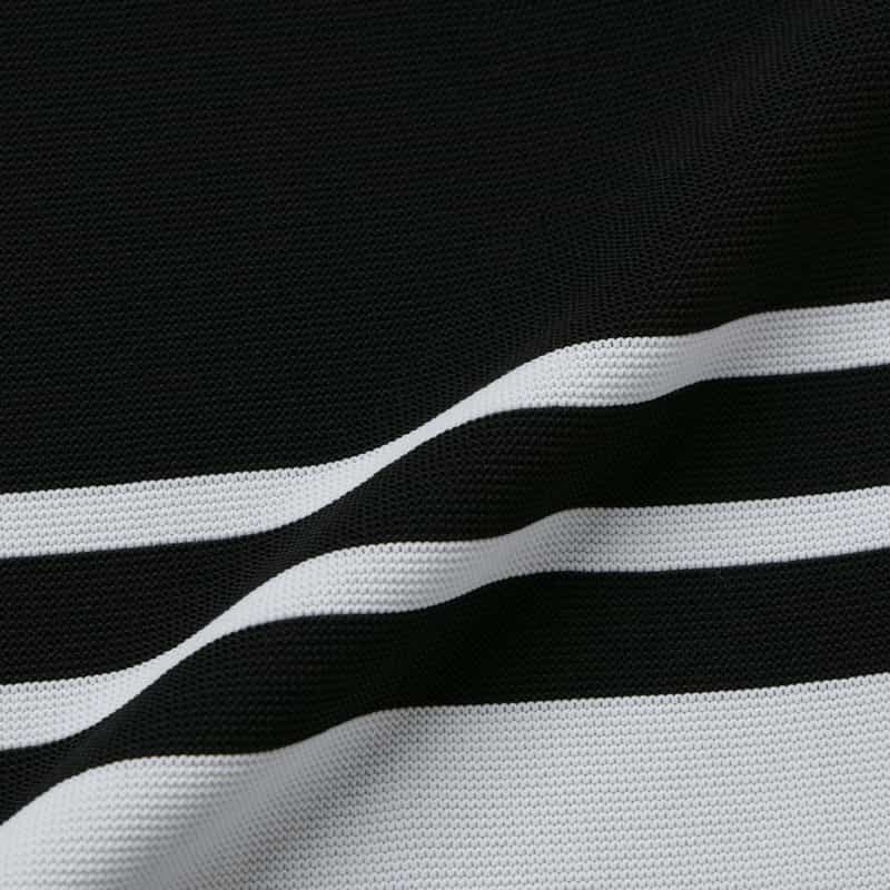 BARNEYS NEW YORK ウォッシャブル フレアスリーブ ランダムラインニットドレス BLACK