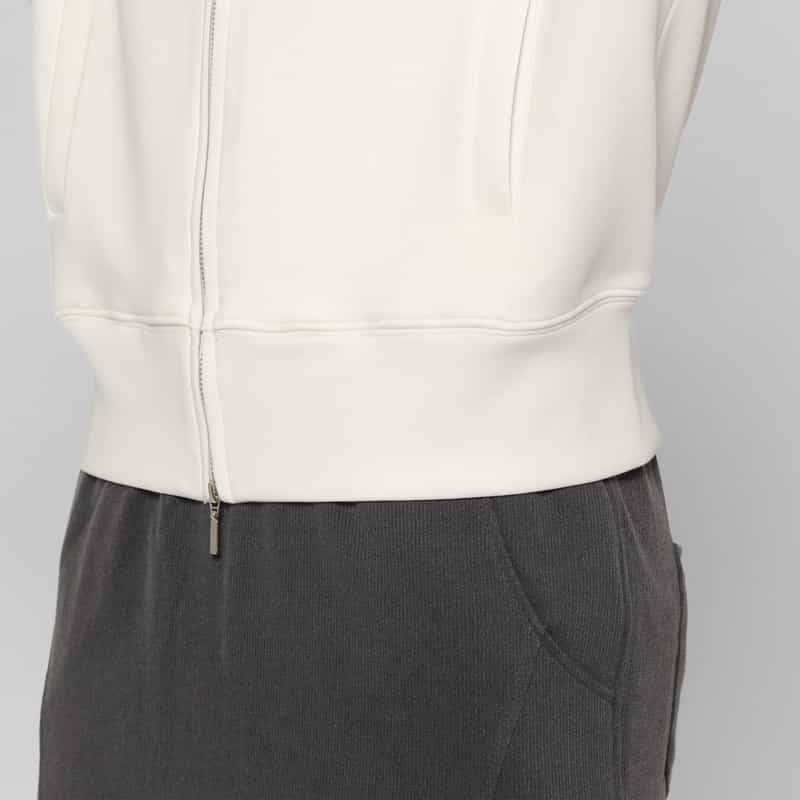 BARNEYS NEW YORK ウォッシャブル ジップアップフリルフーディ WHITE