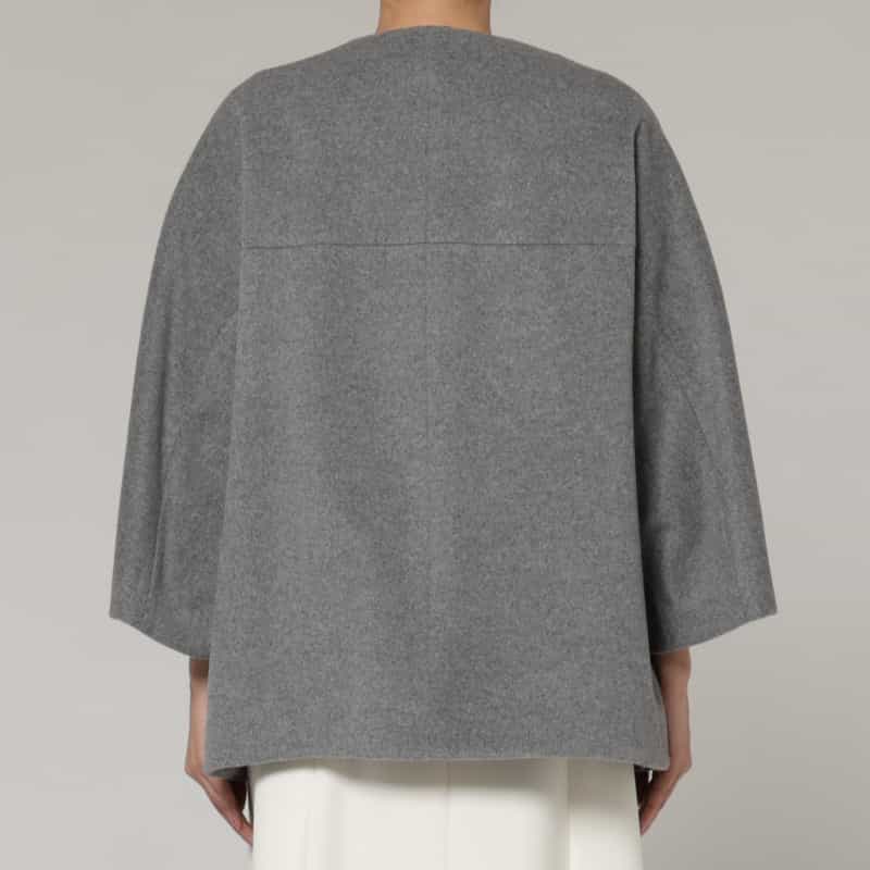 BARNEYS NEW YORK ポケット付き ウールノーカラーコート LIGHT GRAY