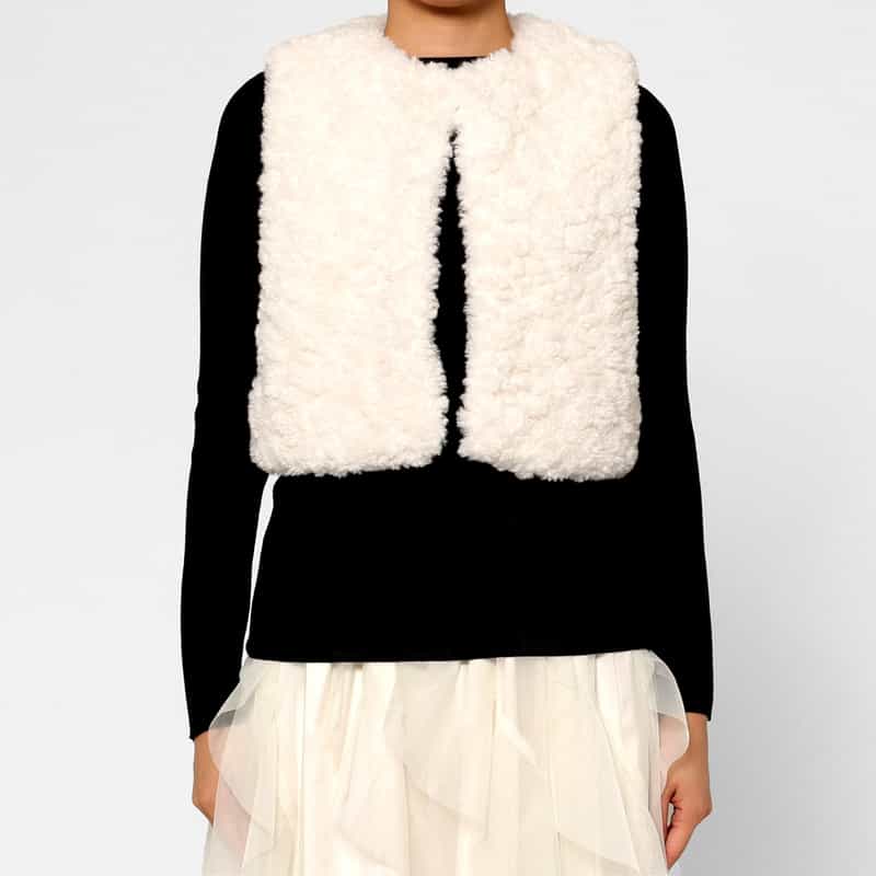 BARNEYS NEW YORK フェイクファー ショートジレ OFF WHITE