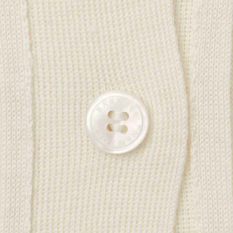 BARNEYS NEW YORK ウールシルク Vネック 16ゲージ リブニットカーディガン WHITE