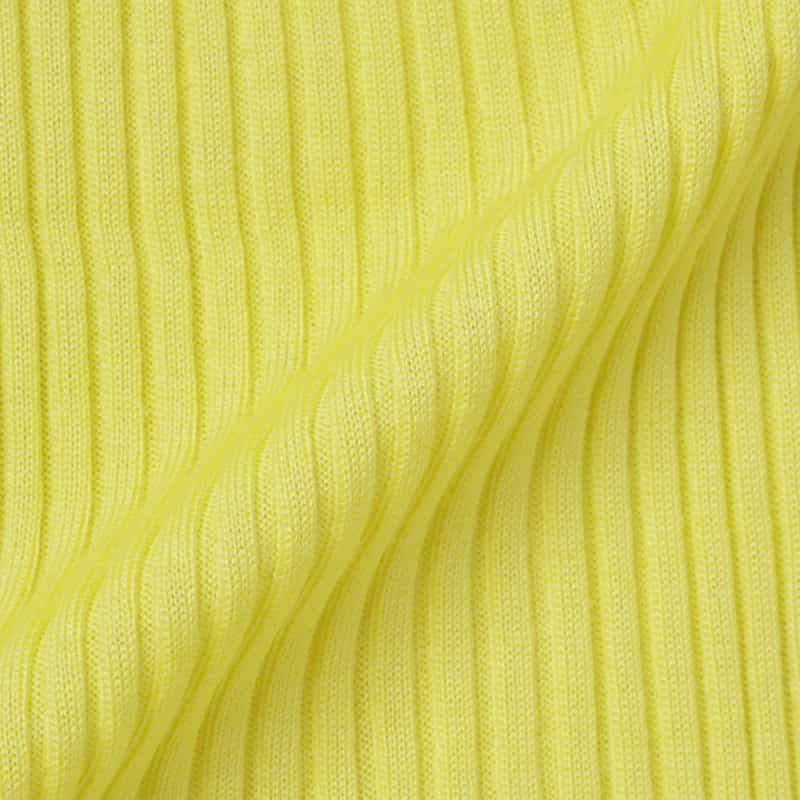 BARNEYS NEW YORK ウールシルク Vネック 16ゲージ リブニットカーディガン YELLOW