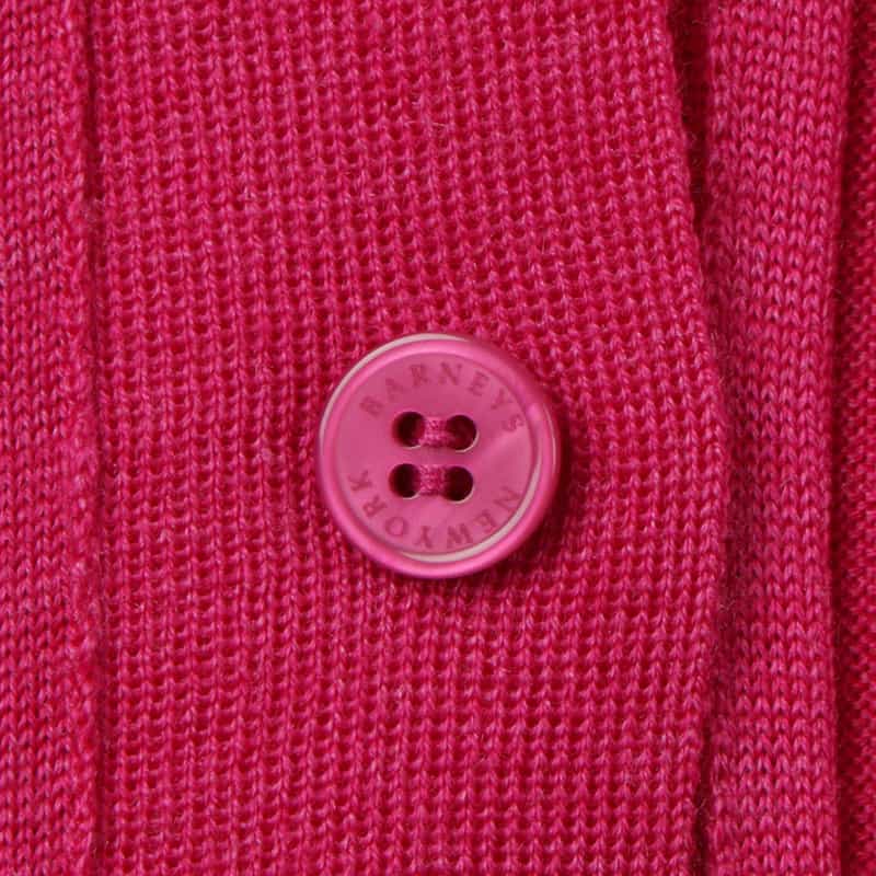BARNEYS NEW YORK ウールシルク Vネック 16ゲージ リブニットカーディガン FUCHSIA