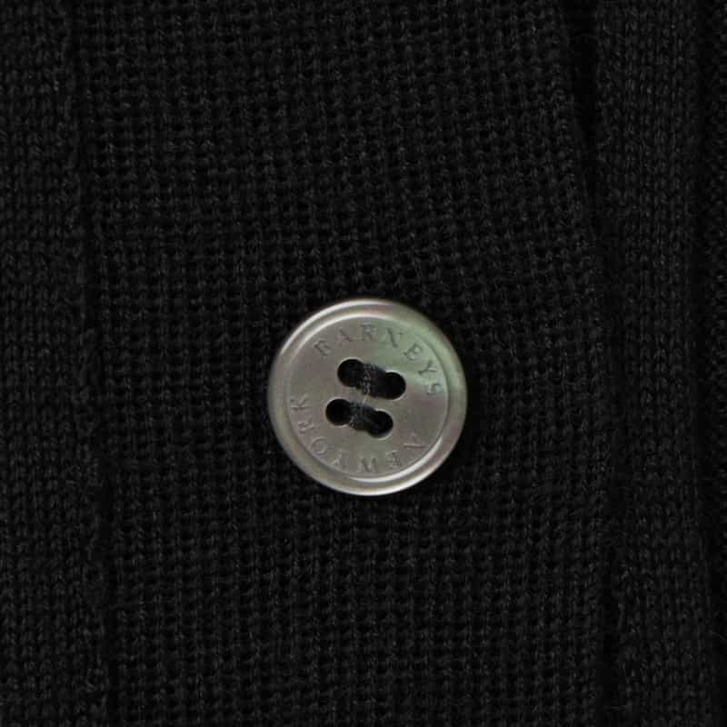 BARNEYS NEW YORK ウールシルク Vネック 16ゲージ リブニットカーディガン BLACK