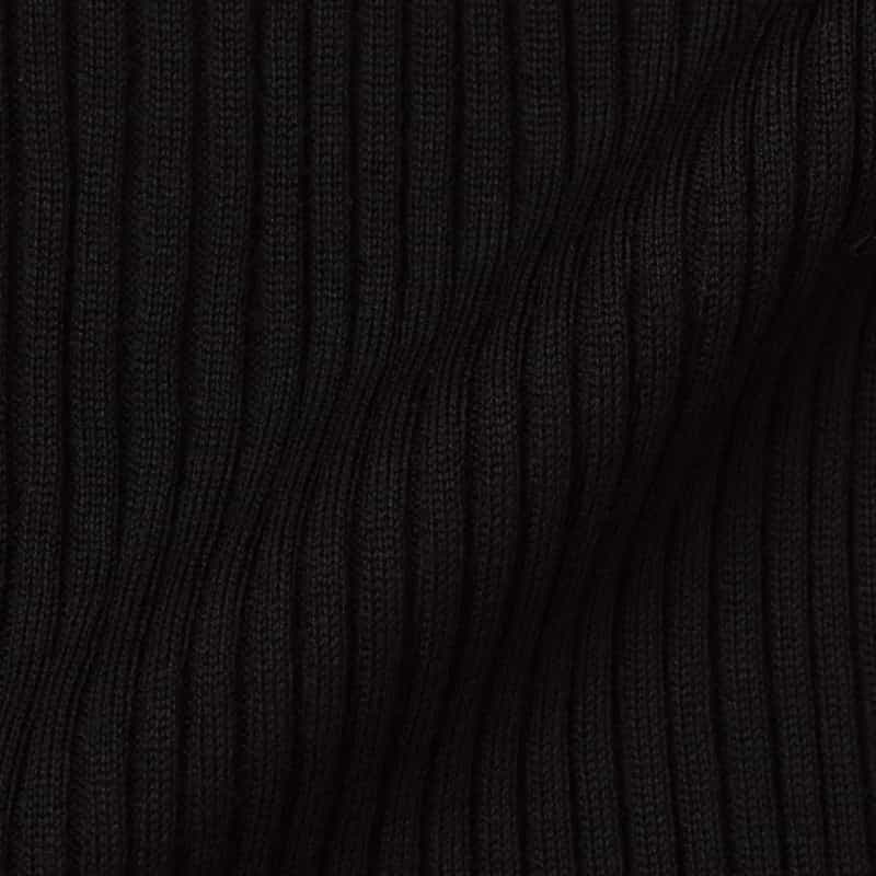 BARNEYS NEW YORK ウールシルク Vネック 16ゲージ リブニットカーディガン BLACK