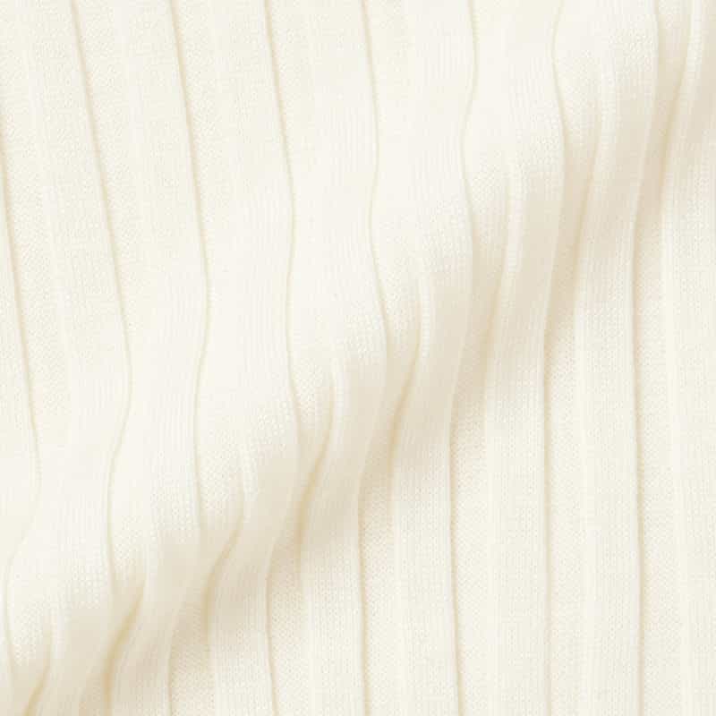BARNEYS NEW YORK ウールシルク ハイネック 16ゲージ リブニットプルオーバー WHITE