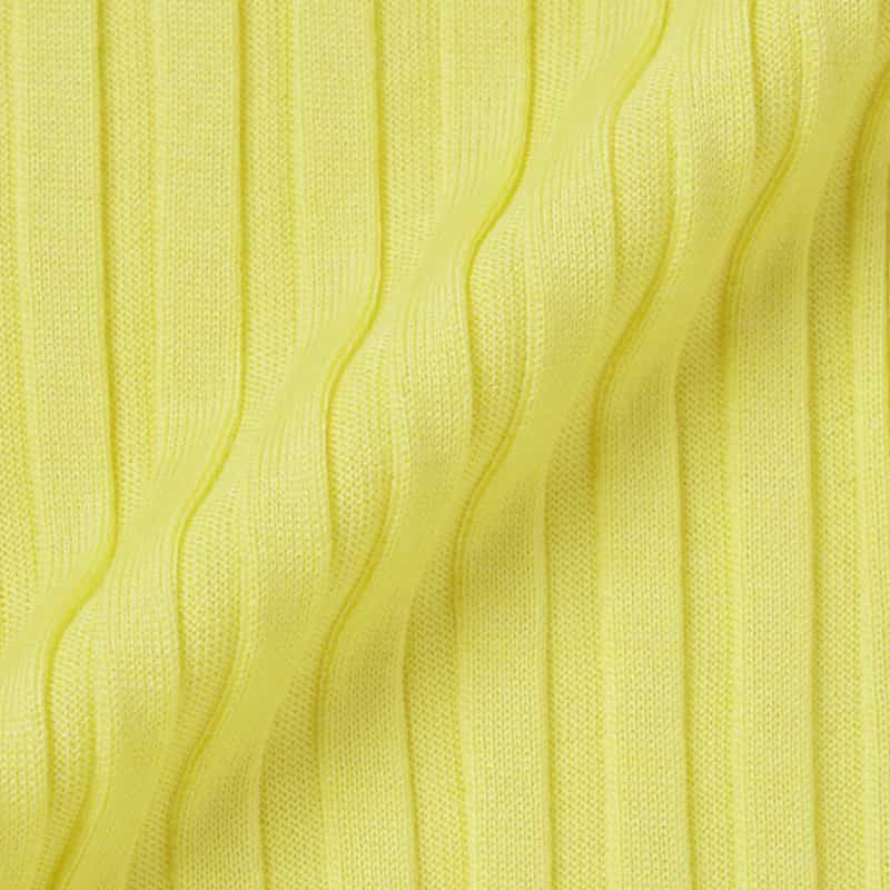 BARNEYS NEW YORK ウールシルク ハイネック 16ゲージ リブニットプルオーバー YELLOW