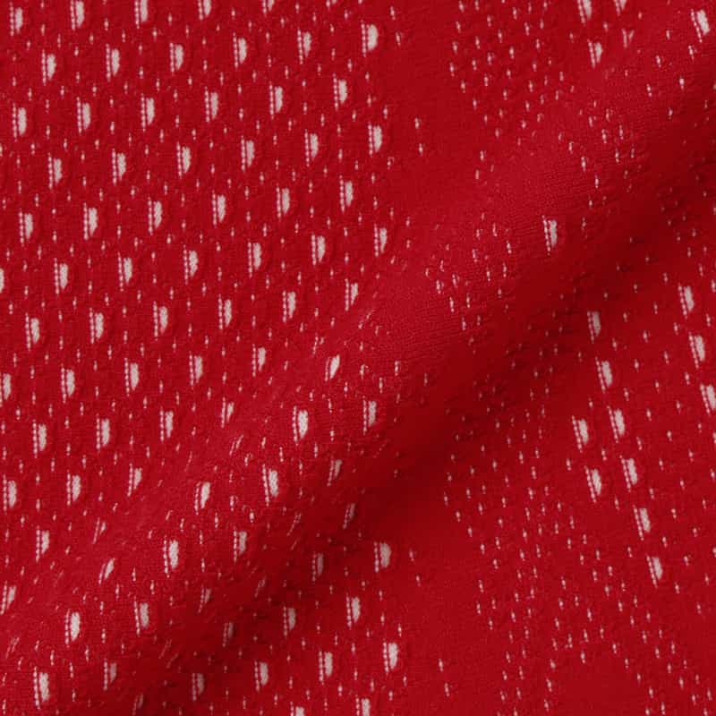 BARNEYS NEW YORK ジャガードニット フレンチスリーブハイネックドレス RED