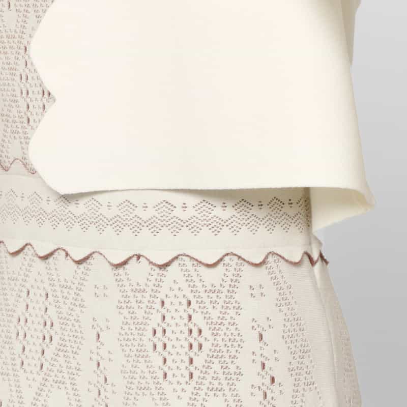 BARNEYS NEW YORK スカラップデザイン ジャカードニットボレロカーディガン WHITE