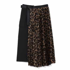 SACAI＜サカイ＞ コンビネーションレオパード柄スーチングスカート