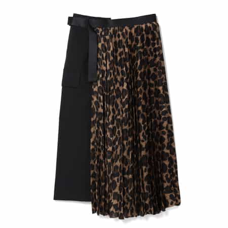SACAI＜サカイ＞ コンビネーションレオパード柄スーチングスカート