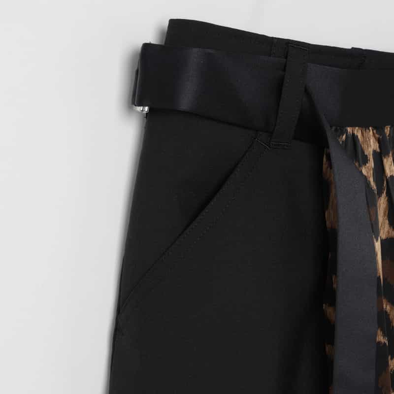 SACAI SACAI＜サカイ＞ コンビネーションレオパード柄スーチングスカート CAMEL