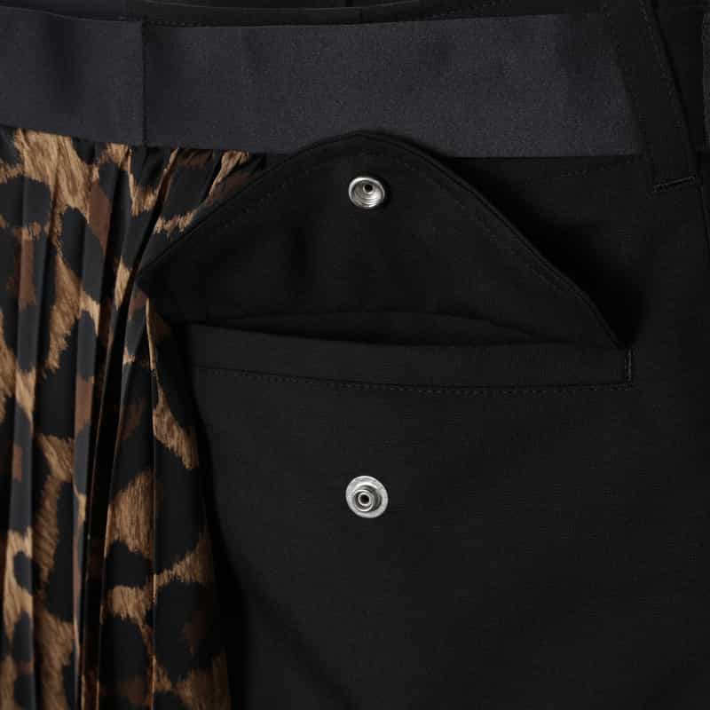 SACAI SACAI＜サカイ＞ コンビネーションレオパード柄スーチングスカート CAMEL