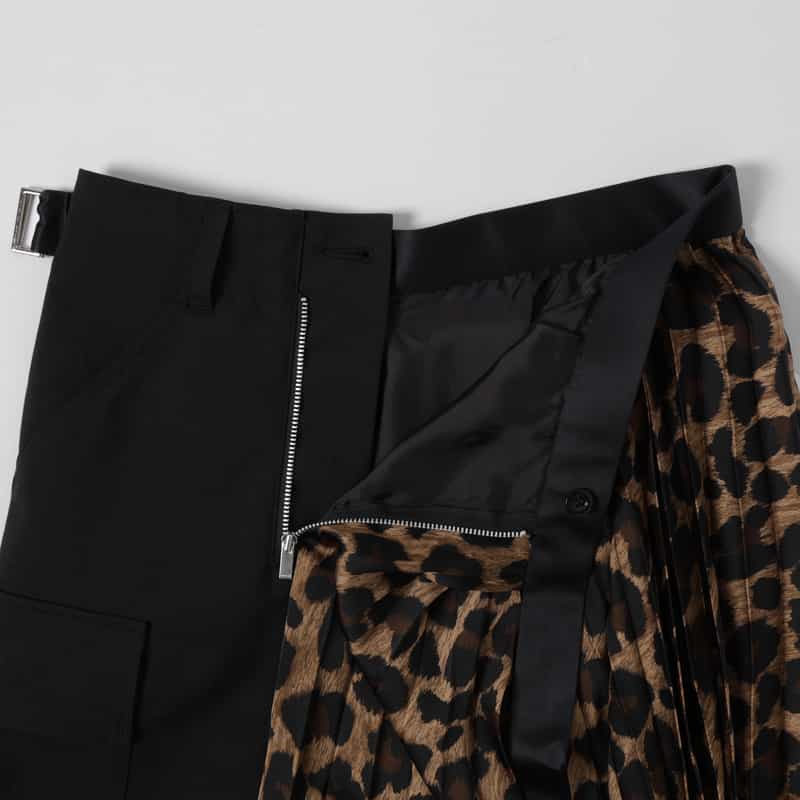 SACAI SACAI＜サカイ＞ コンビネーションレオパード柄スーチングスカート CAMEL