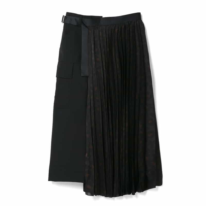 SACAI＜サカイ＞ コンビネーションレオパード柄スーチングスカート