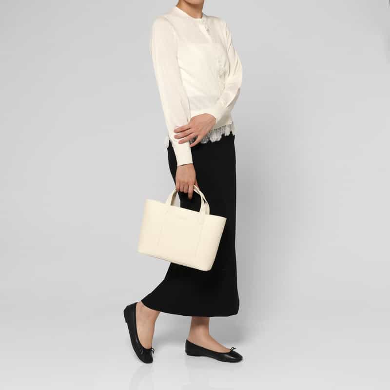 BARNEYS NEW YORK ロゴ入りマイクロファイバー ミニトートバッグ WHITE