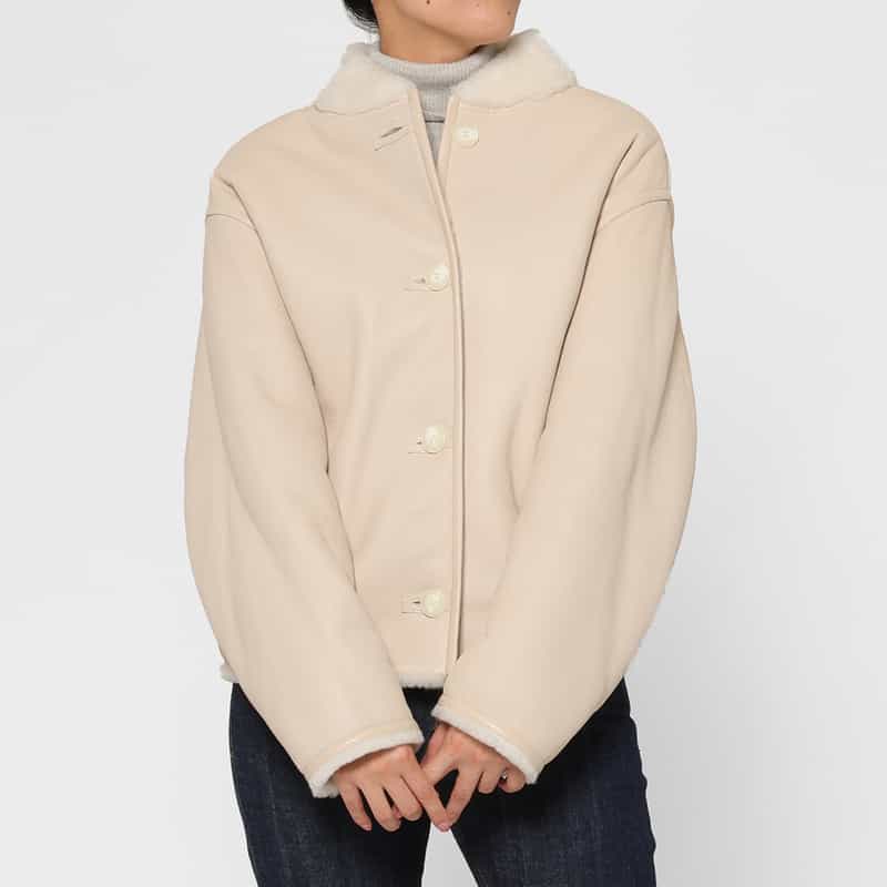 YVES SALOMON YVES SALOMON ＜イヴ サロモン＞ リバーシブル ムートンブルゾン IVORY