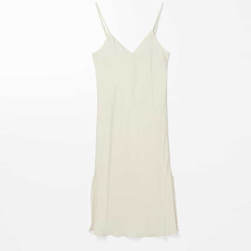 BARNEYS NEW YORK ウォッシャブル 膨れジャガード素材ギャザードレス （インナードレス付） WHITE