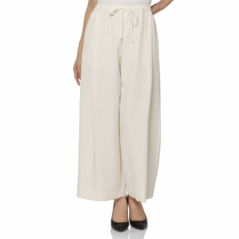 BARNEYS NEW YORK ウォッシャブル ドローストリング ワイドパンツ WHITE