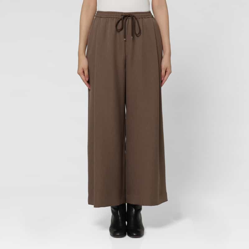 BARNEYS NEW YORK ウォッシャブル ドローストリング ワイドパンツ BROWN