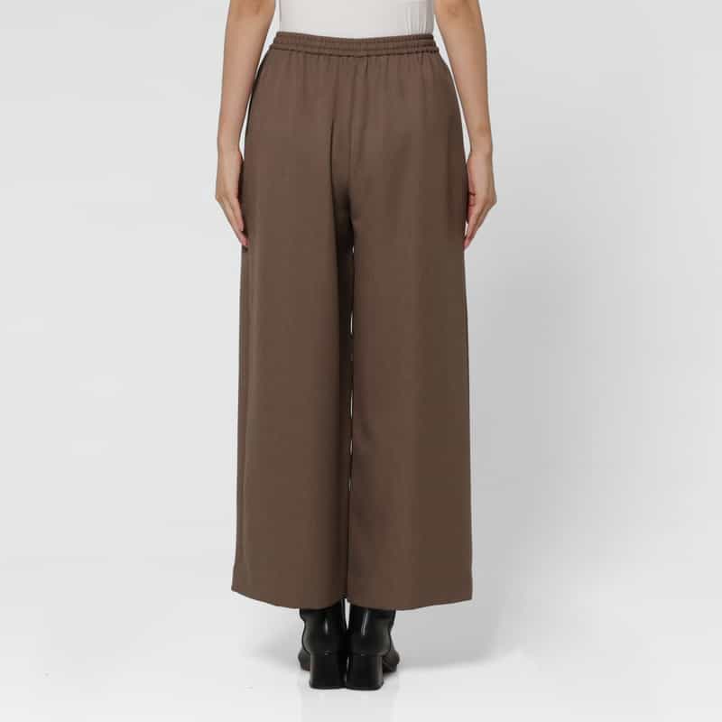 BARNEYS NEW YORK ウォッシャブル ドローストリング ワイドパンツ BROWN