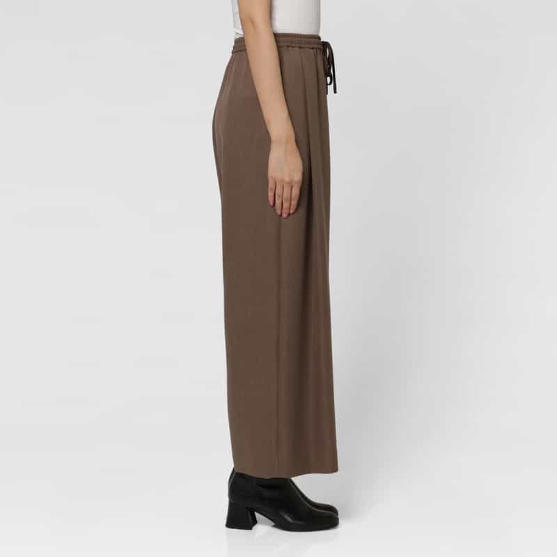 BARNEYS NEW YORK ウォッシャブル ドローストリング ワイドパンツ BROWN