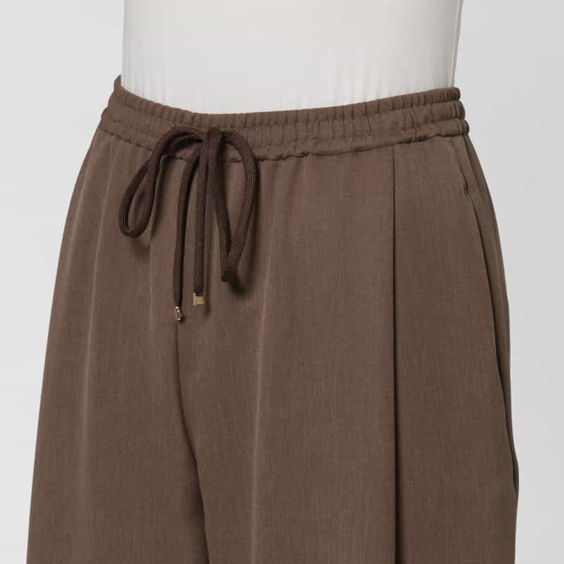 BARNEYS NEW YORK ウォッシャブル ドローストリング ワイドパンツ BROWN
