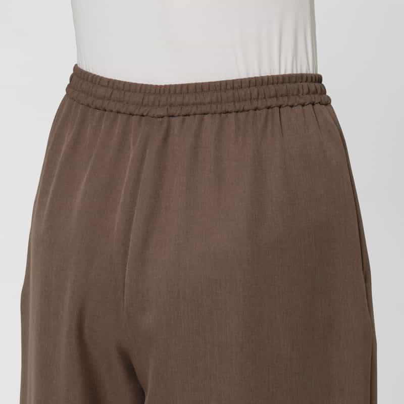 BARNEYS NEW YORK ウォッシャブル ドローストリング ワイドパンツ BROWN