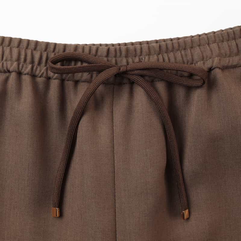 BARNEYS NEW YORK ウォッシャブル ドローストリング ワイドパンツ BROWN