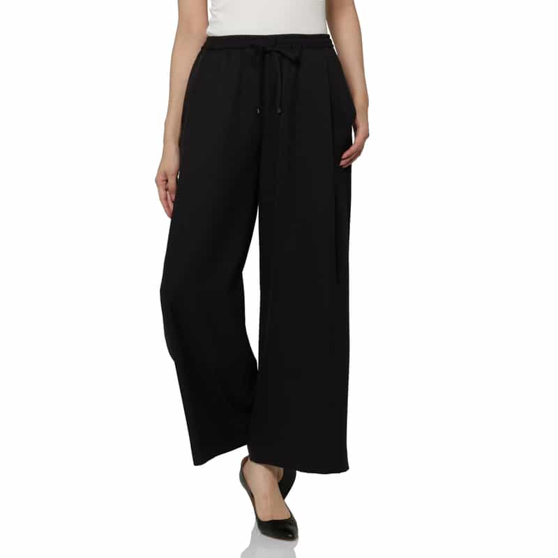 BARNEYS NEW YORK ウォッシャブル ドローストリング ワイドパンツ BLACK