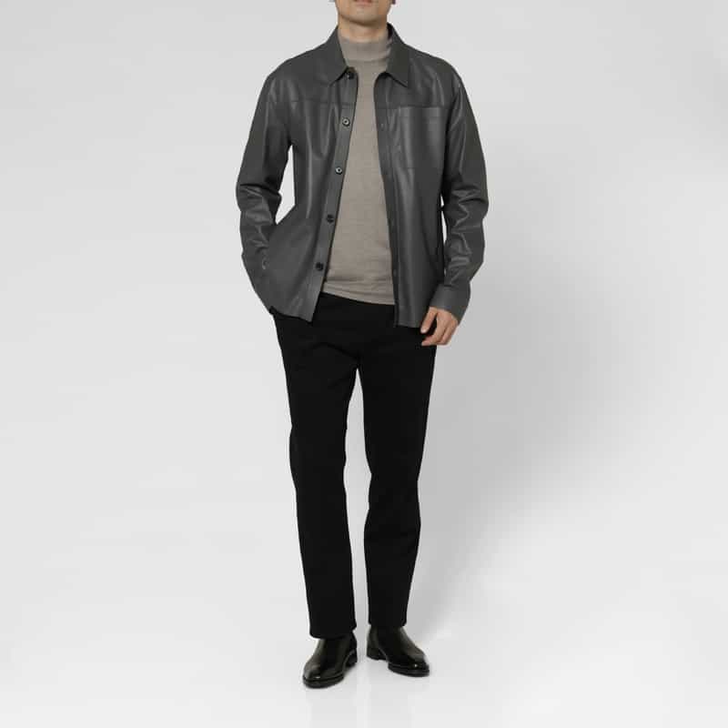 DESA 1972 DESA 1972＜デサ ナインティーンセブンティトゥー＞ レザーシャツジャケット DARK GRAY