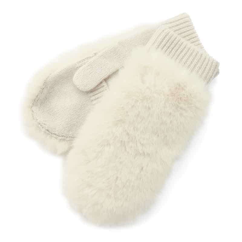 BARNEYS NEW YORK コンビネーション カシミヤ ミトン（スマートフォン対応） WHITE