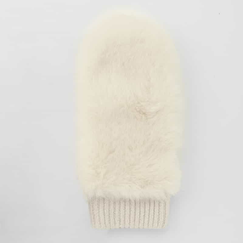 BARNEYS NEW YORK コンビネーション カシミヤ ミトン（スマートフォン対応） WHITE