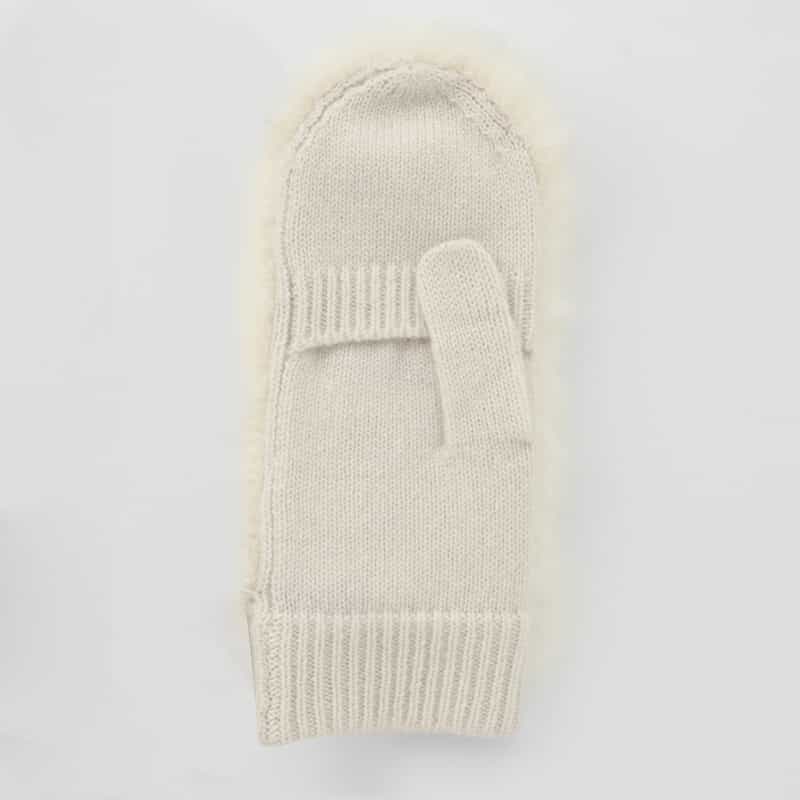 BARNEYS NEW YORK コンビネーション カシミヤ ミトン（スマートフォン対応） WHITE