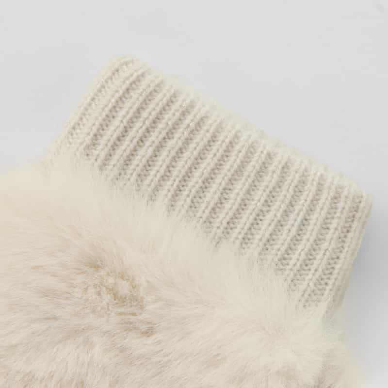 BARNEYS NEW YORK コンビネーション カシミヤ ミトン（スマートフォン対応） WHITE