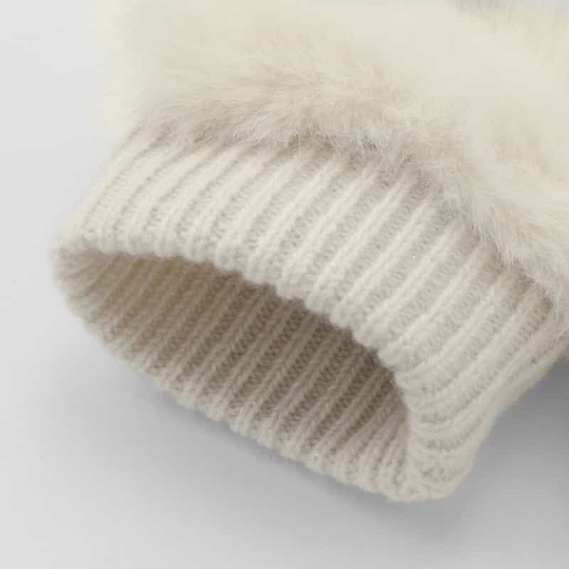 BARNEYS NEW YORK コンビネーション カシミヤ ミトン（スマートフォン対応） WHITE