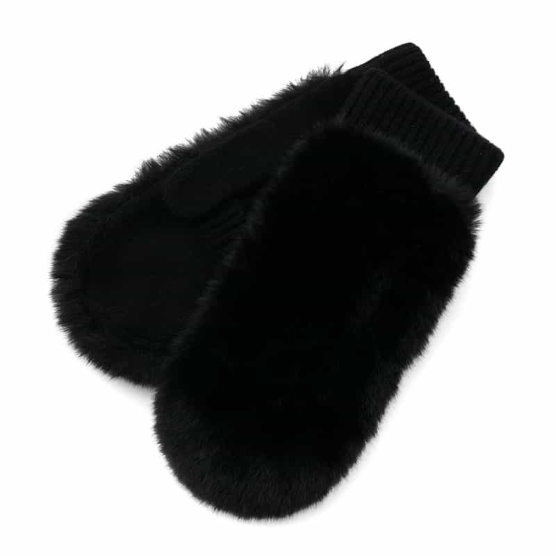 BARNEYS NEW YORK コンビネーション カシミヤ ミトン（スマートフォン対応） BLACK