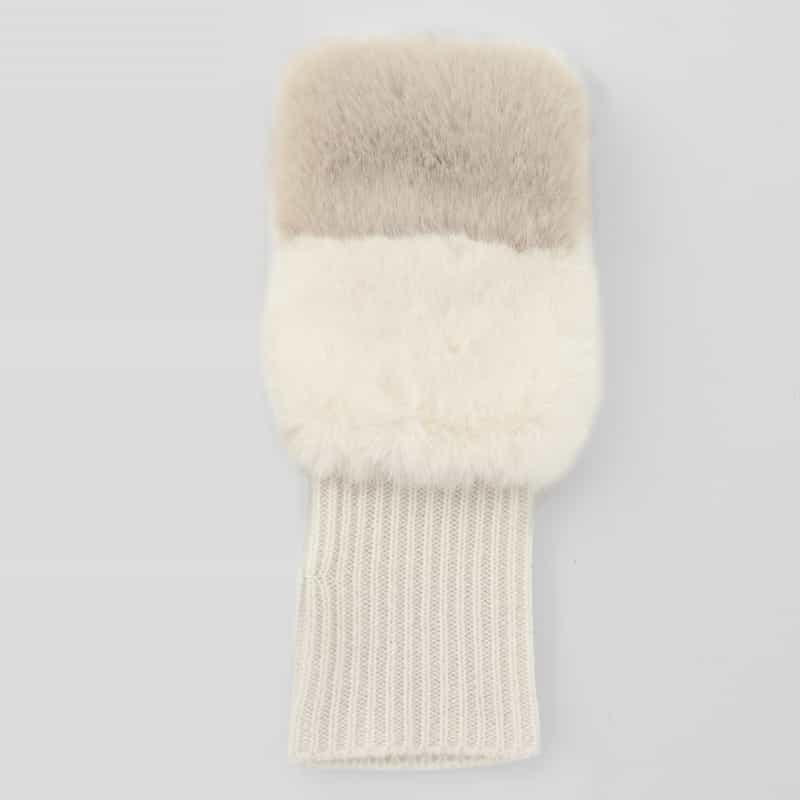 BARNEYS NEW YORK コンビネーション カシミヤ フィンガーレスグローブ WHITE