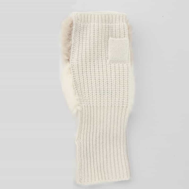BARNEYS NEW YORK コンビネーション カシミヤ フィンガーレスグローブ WHITE