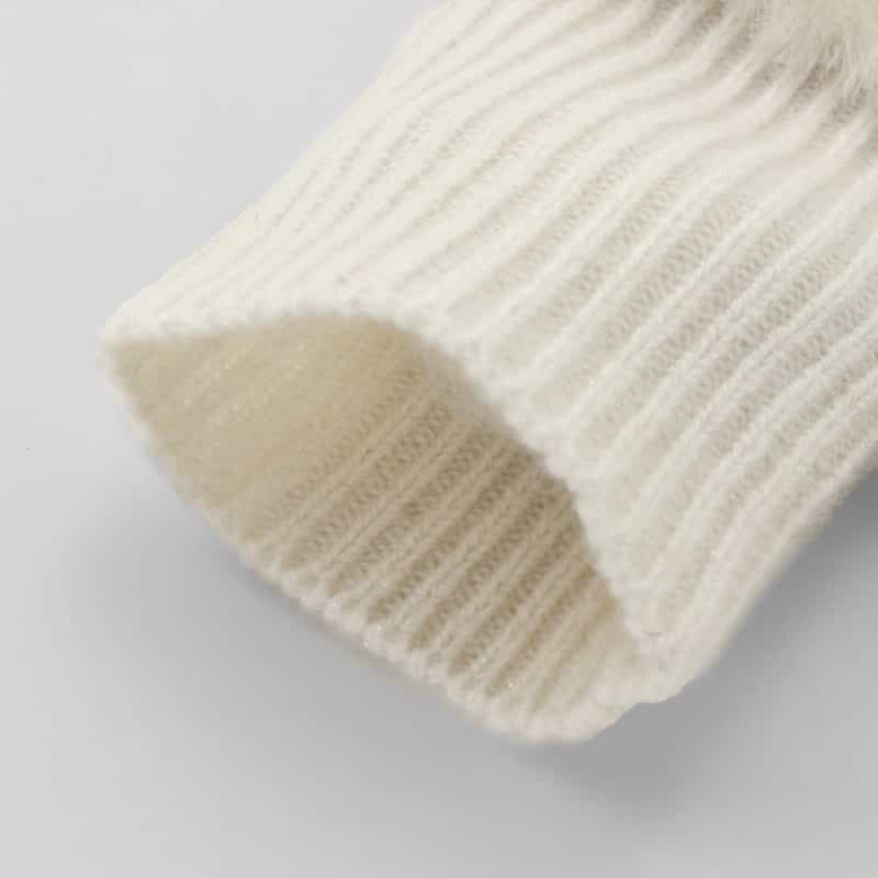 BARNEYS NEW YORK コンビネーション カシミヤ フィンガーレスグローブ WHITE