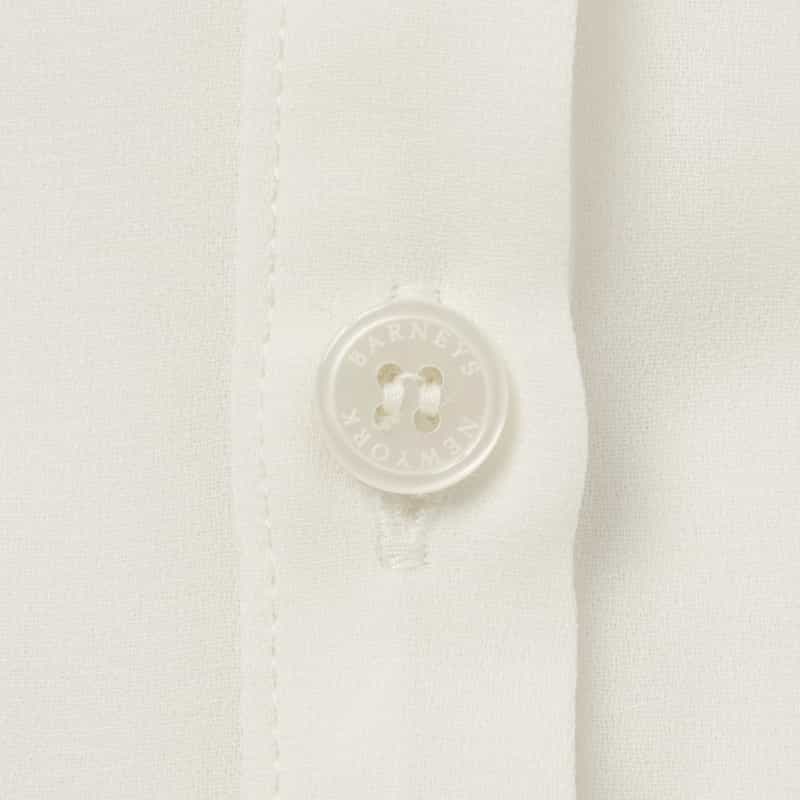 BARNEYS NEW YORK ウォッシャブル ラッフルボウ ジョーゼットシアーブラウス WHITE
