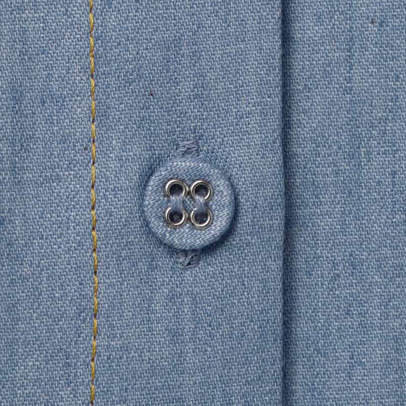BARNEYS NEW YORK ウォッシャブル デニム素材ボウタイブラウス BLUE