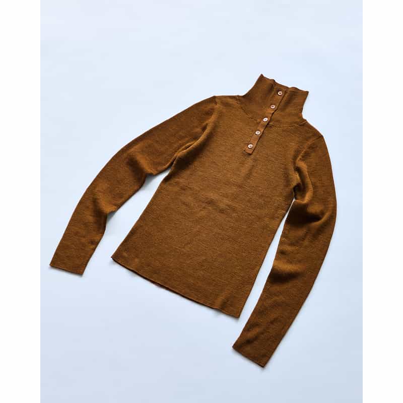 BARNEYS NEW YORK BARNEYS NEW YORK by IRENISA　シアーリブニットプルオーバー CAMEL