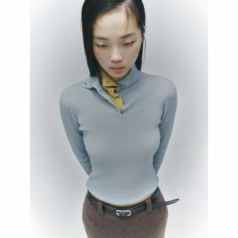 BARNEYS NEW YORK BARNEYS NEW YORK by IRENISA　シアーリブニットプルオーバー LT GRAY