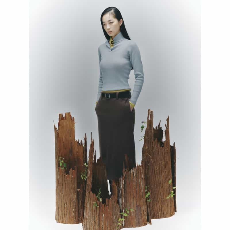 BARNEYS NEW YORK BARNEYS NEW YORK by IRENISA　シアーリブニットプルオーバー LT GRAY