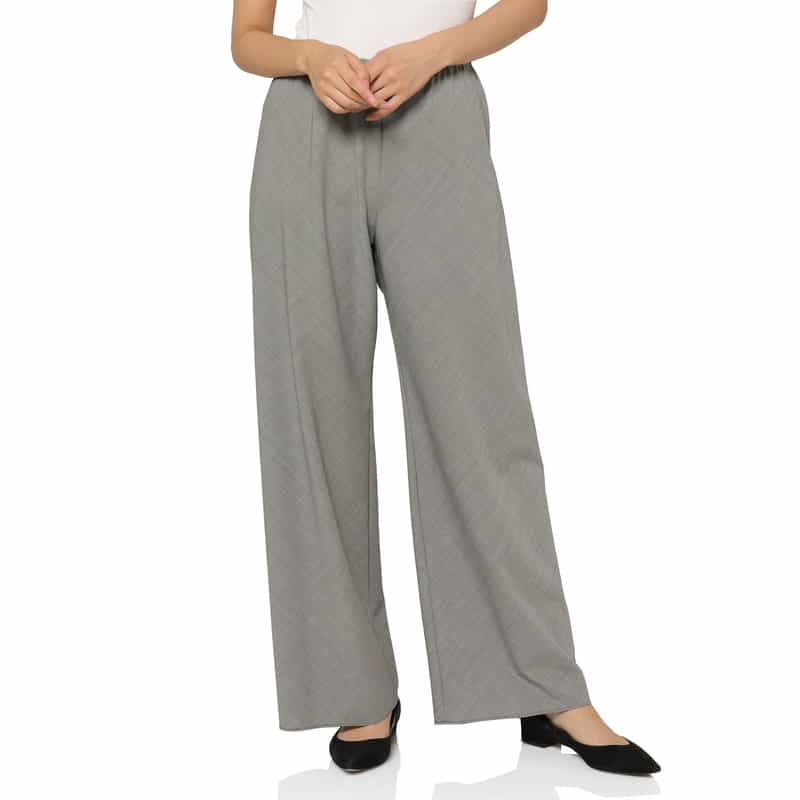 BARNEYS NEW YORK ウォッシャブル 千鳥格子柄 バイアスパンツ GRAY